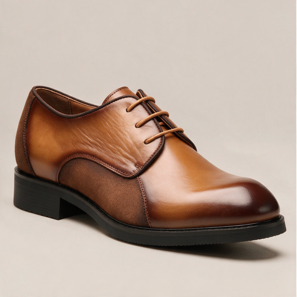 AI-generated Seedream square studio visual of Barnaby dress shoe, selected color Yellow