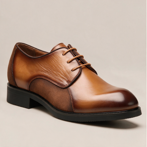 AI-generated Seedream square studio visual of Barnaby dress shoe, selected color Yellow